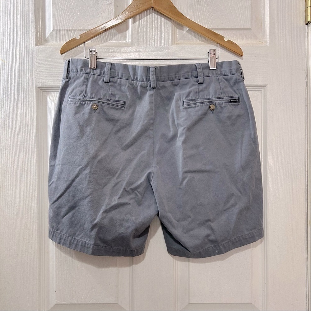 POLO Ralph Lauren Men's Cotton Flat Front Shorts Classic Fit Blue/Gray Size 36 - Picture 9 of 9